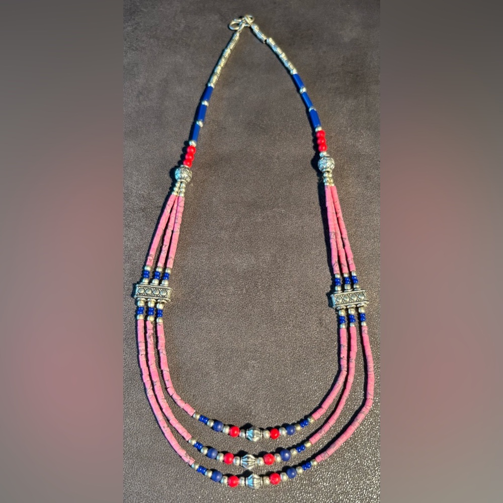 Tibetan-Style Nepali Necklace, 8” long